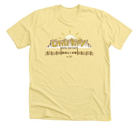 Original Little Bitty Logo, a Heather Yellow Gold Premium Unisex Tee