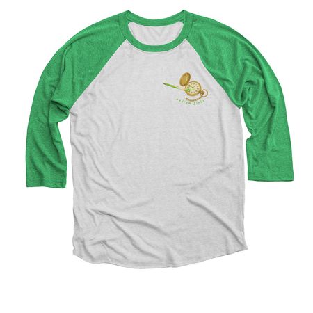 Radium Girls Final Merch, a Envy and Heather White 3/4 Sleeve Baseball Tee