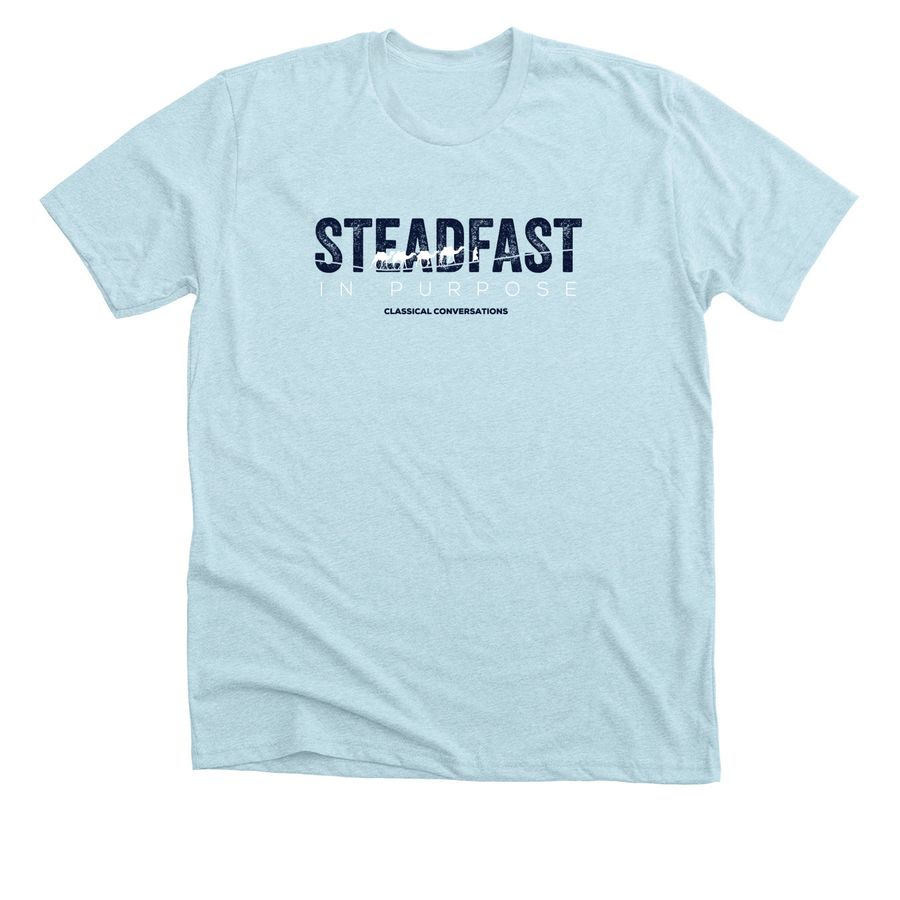 Steadfast in Purpose-light, a Heather Ice Blue Premium Unisex Tee
