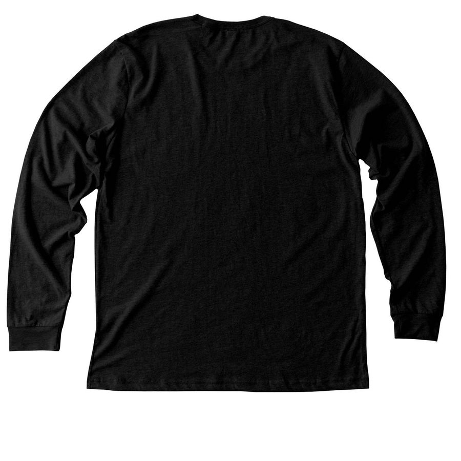 Long Sleeve T-Shirts, a Black Heather Premium Long Sleeve Tee (back-view)