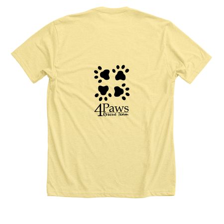 PETS ARE FAMILY, a Heather Yellow Gold Premium Unisex Tee (back-view)