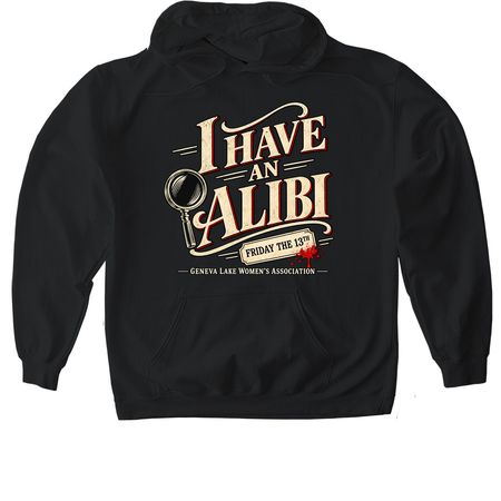 Murder Mystery Shirts and Sweatshirts, a Black Gildan Softstyle Pullover Hoodie