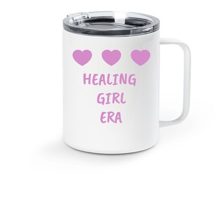 Healing Girl Era Stainless Steel Mug, a White Stainless Steel Travel Mug