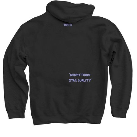 SQP? Merch (spray paint) SQP EDITION, a Black Pullover Hoodie (back-view)