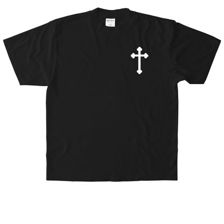 Cross Jesus tee, a Black Heavyweight Garment Dye Tee