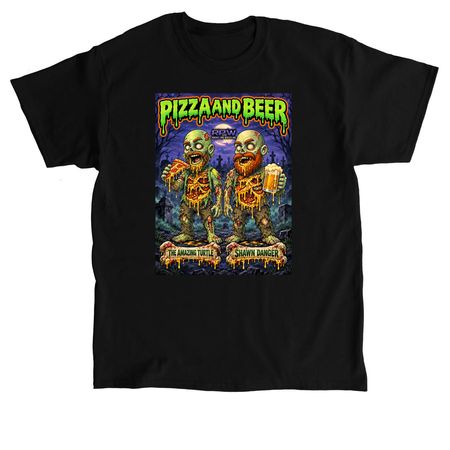 Pizza And Beer Zombie T - Shirt, a Black Classic Unisex Tee