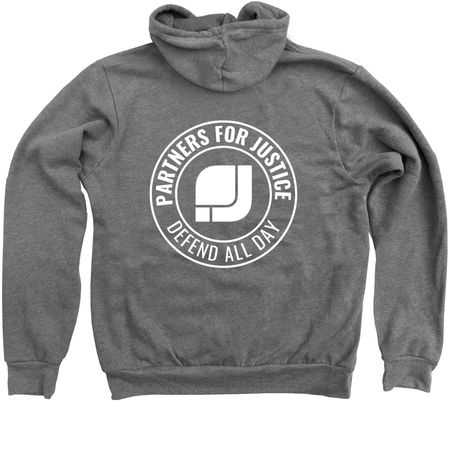 DEFEND ALL DAY HOODIE, a Deep Heather Zip Up Hoodie (back-view)