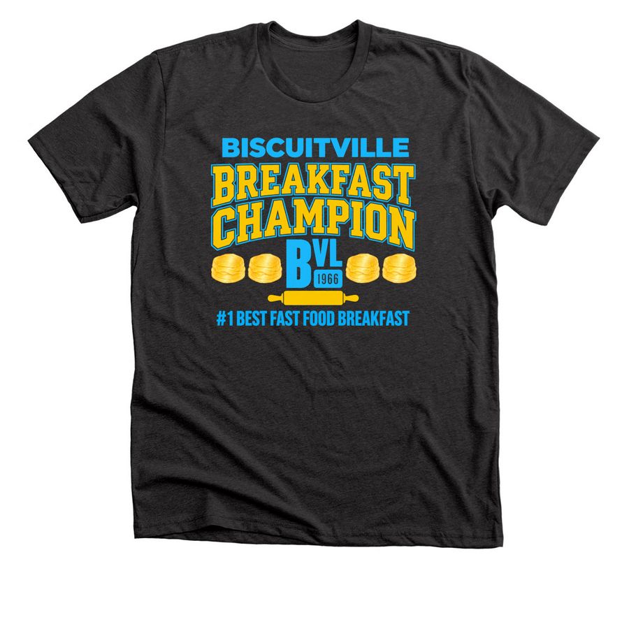 Biscuitville Best Fast Food Breakfast T Shirt, a Dark Grey Heather Premium Unisex Tee