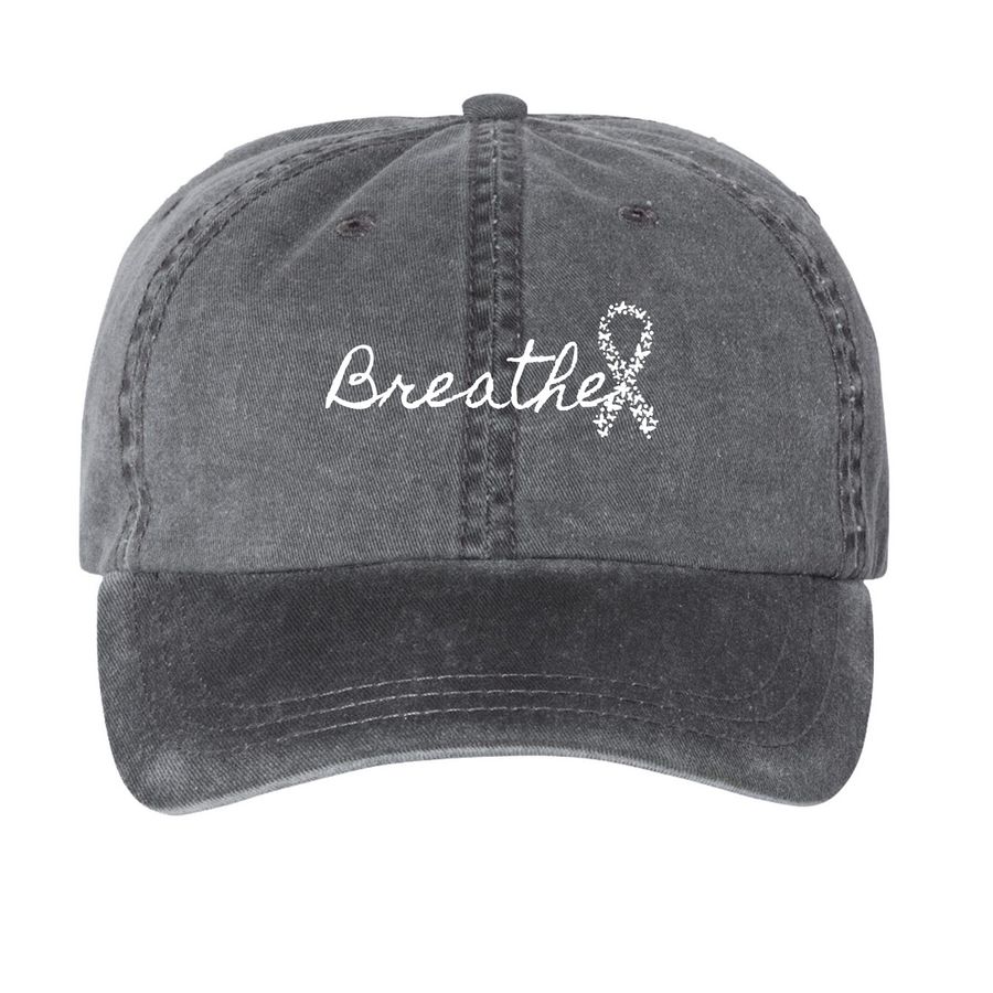 Breathe, a Black Printed Pigment Dye Baseball Cap