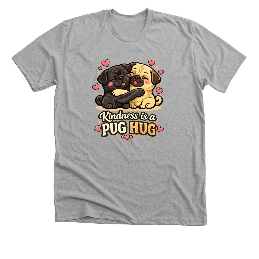 Pug Hug, a Athletic Heather Premium Unisex Tee