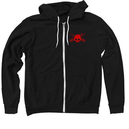 red logo basic shirts front and back&nbsp;, a Black Zip Up Hoodie
