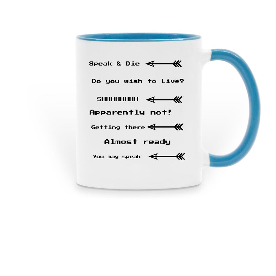 Coffee Addiction Meter, a Light Blue Two-Tone Ceramic Mug