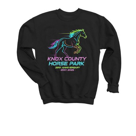 Still Galloping Strong ? 25 Years and Glowing, a Black Youth Crewneck Sweatshirt