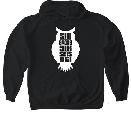 SIX OWL, a Black Gildan Softstyle Pullover Hoodie