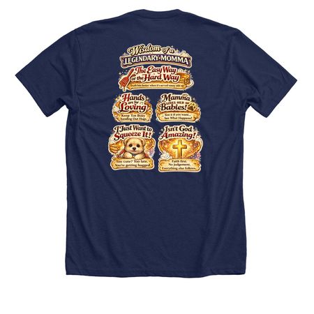WISDOM OF A LEGENDARY MOMMA., a Solid Navy Blend Premium Unisex Tee