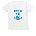 Dive in With Us white, a Solid White Blend Premium V-Neck Tee (back-view)