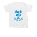 Dive in With Us white, a White Youth Unisex Tee (back-view)