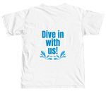 Dive in With Us white, a White Comfort Colors Unisex Tee (back-view)