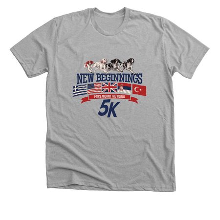 Paws Around the World 5K, a Athletic Heather Premium Unisex Tee