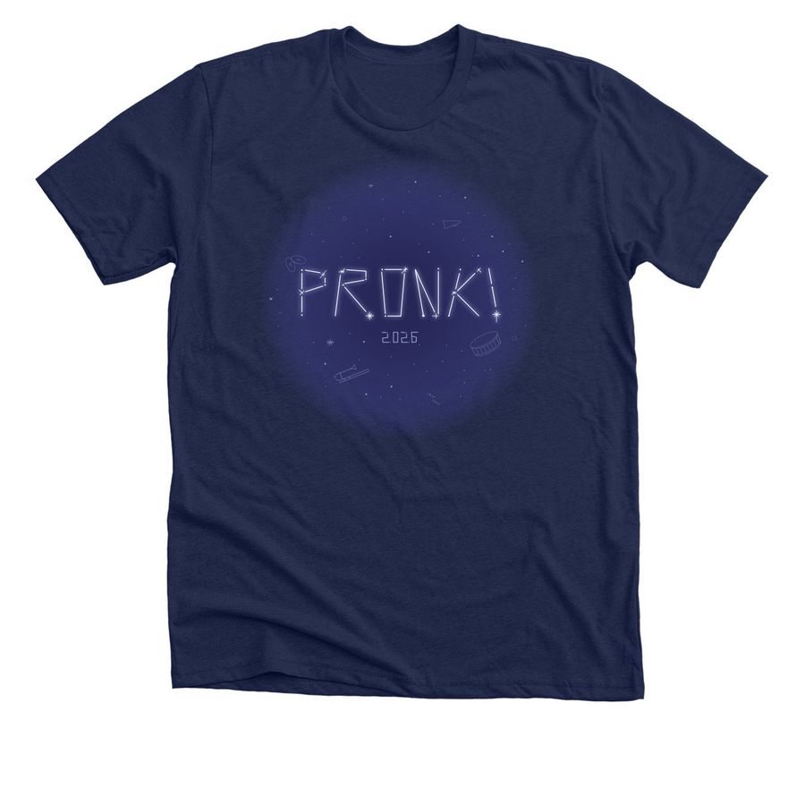 PRONK! 2026 T-SHIRT by artist @funmilayoa, a Solid Navy Blend Premium Unisex Tee