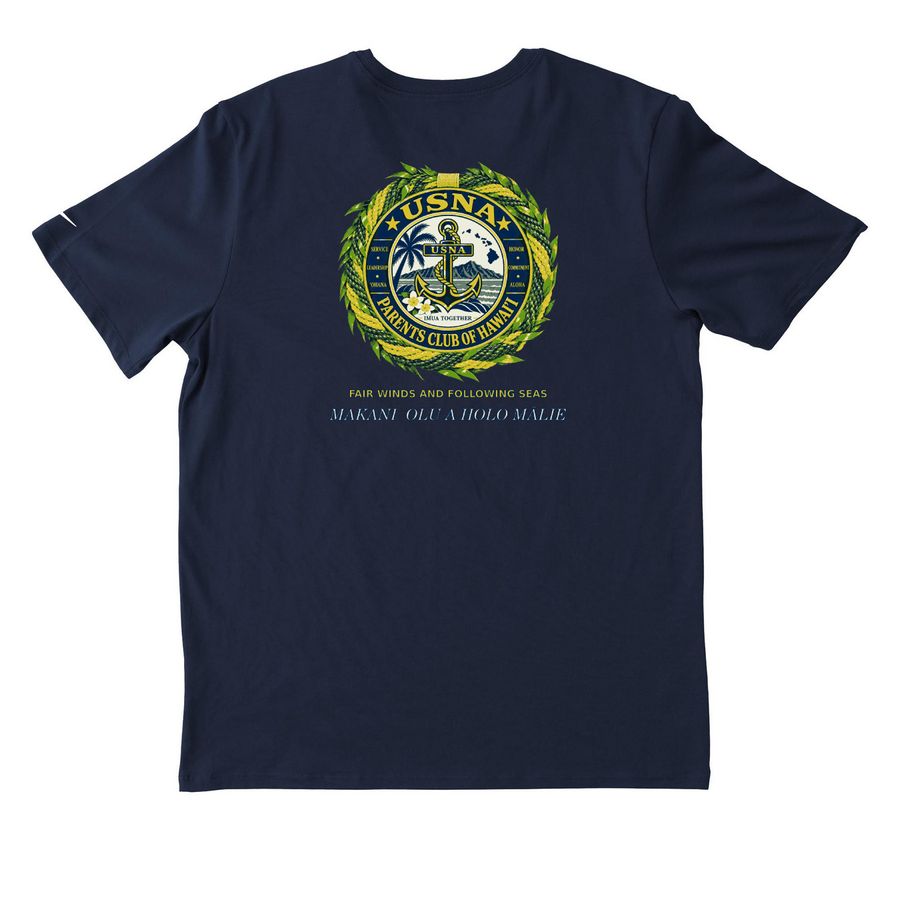 Hawai?i Pride for USNA Midshipmen & Alumni, a College Navy Nike Dri-FIT Jersey Blend Performance Tee (back-view)