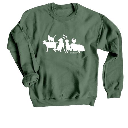Little Woods Animal Sanctuary, a Military Green Crewneck Sweatshirt