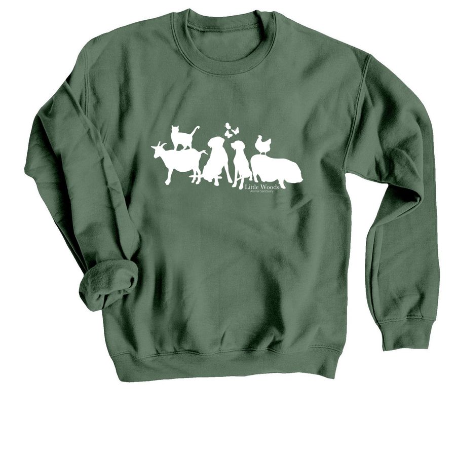Little Woods Animal Sanctuary, a Military Green Crewneck Sweatshirt