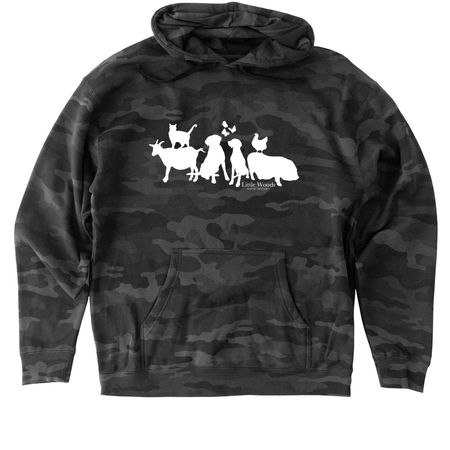 Little Woods Animal Sanctuary, a Black Camo Heavyweight Camo Pullover Hoodie