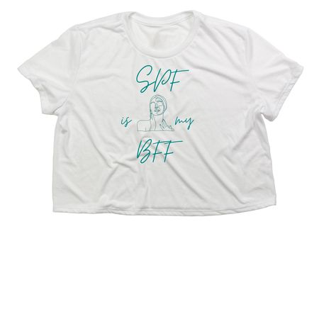 SPF IS MY BFF, a White Women?s Flowy Cropped Tee