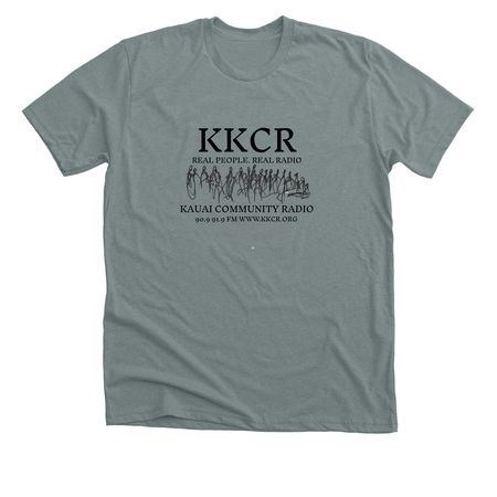 People Powered Radio, a Heather Blue Storm Premium Unisex Tee