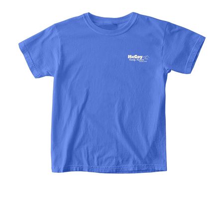 Small McCoy Decal, a Flo Blue Comfort Colors Youth Tee