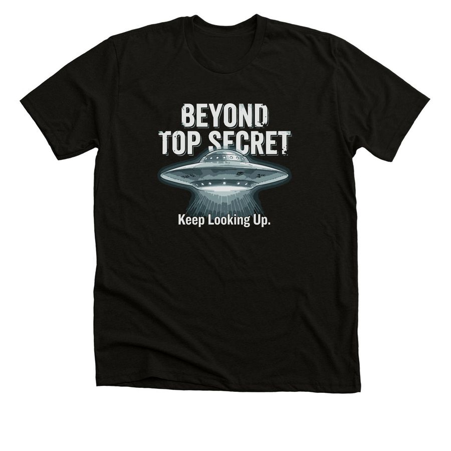 UAP truth. Insider gear. Join the mission., a Solid Black Blend Premium Unisex Tee