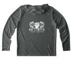 Mens and Womens Performance gear&nbsp;, a Dark Smoke Grey UV Performance Long Sleeve Hoodie (back-view)