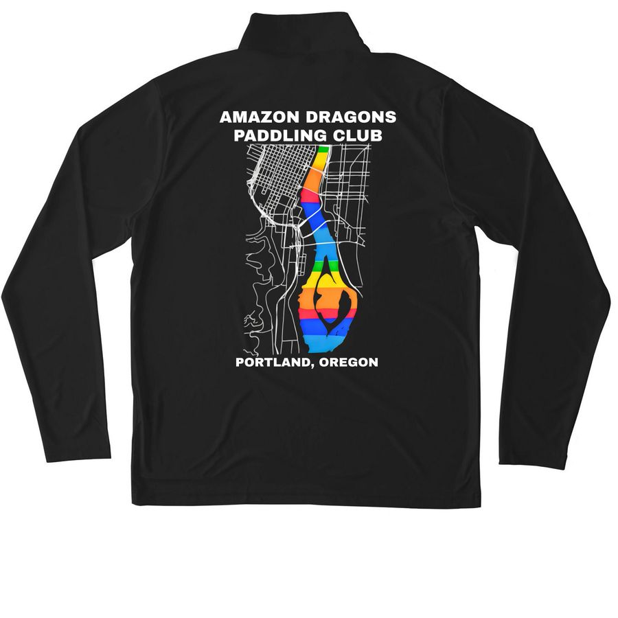 Rainbow Willamette PerformanceGear (QuickDry), a Black Unisex Performance Quarter Zip Pullover (back-view)