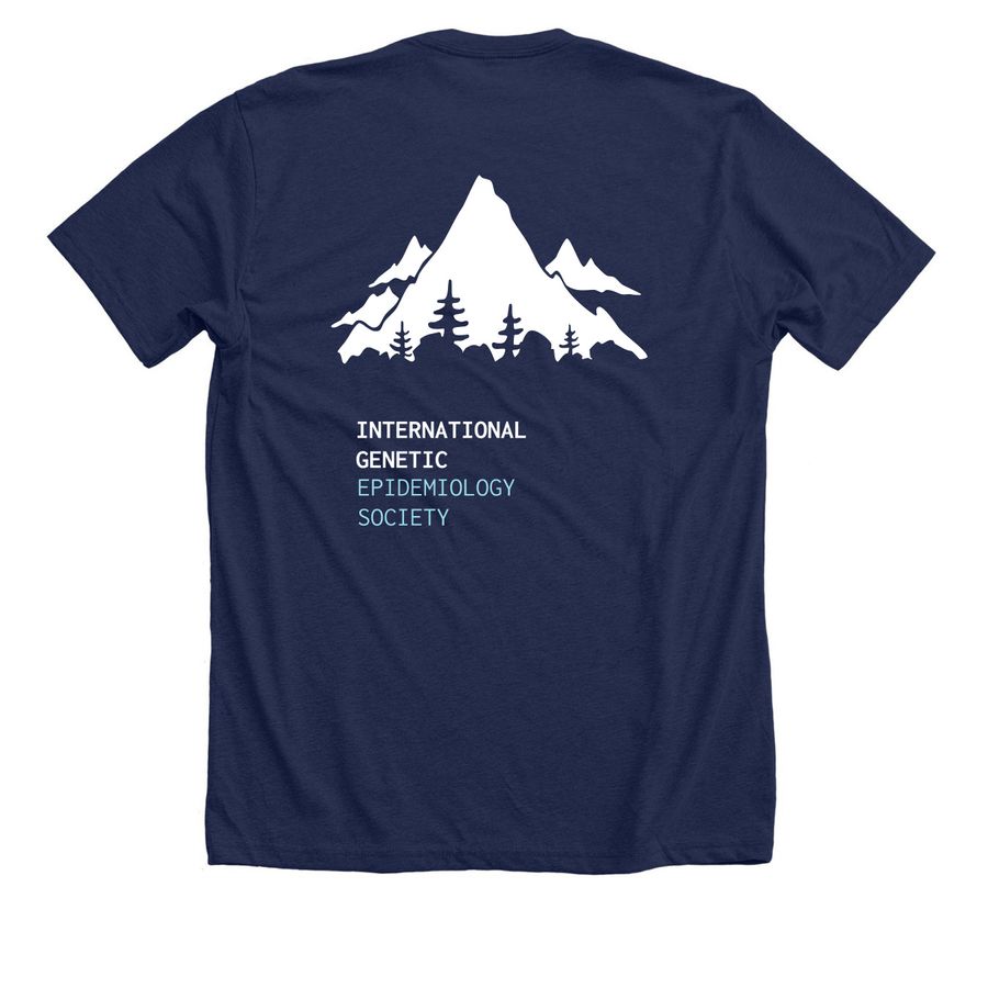 International Genetic Epidemiology Society 26, a Solid Navy Blend Premium Unisex Tee (back-view)