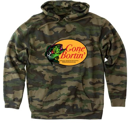 Gone Bortin', a Forest Camo Heavyweight Camo Pullover Hoodie