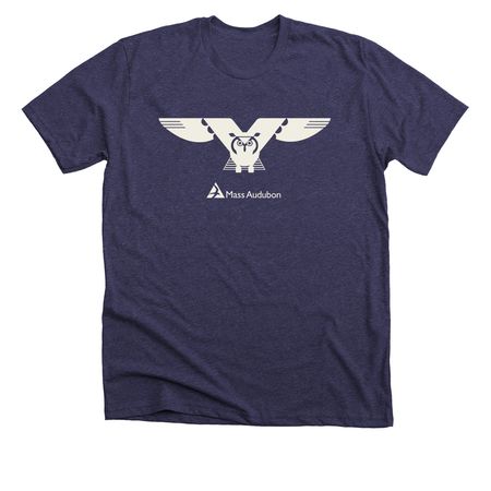 Mass Audubon Flying Owl T-Shirt, a Heather Lapis Premium Unisex Tee
