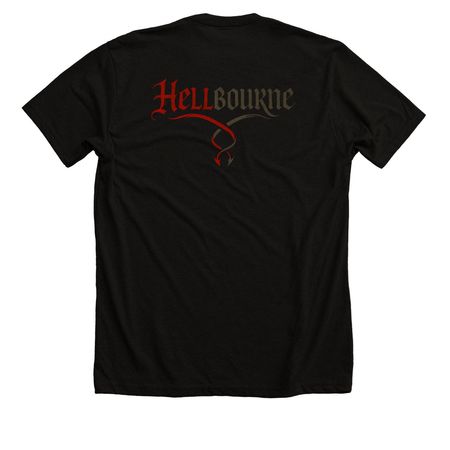 Hellbourne Rising, a Solid Black Blend Premium Unisex Tee (back-view)