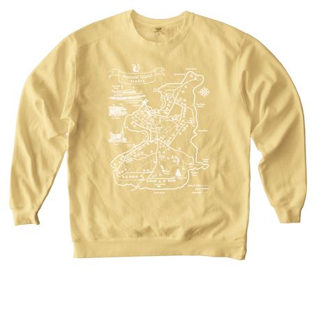 Squirrel Island Map Crewneck, a Butter Comfort Colors Crewneck Sweatshirt