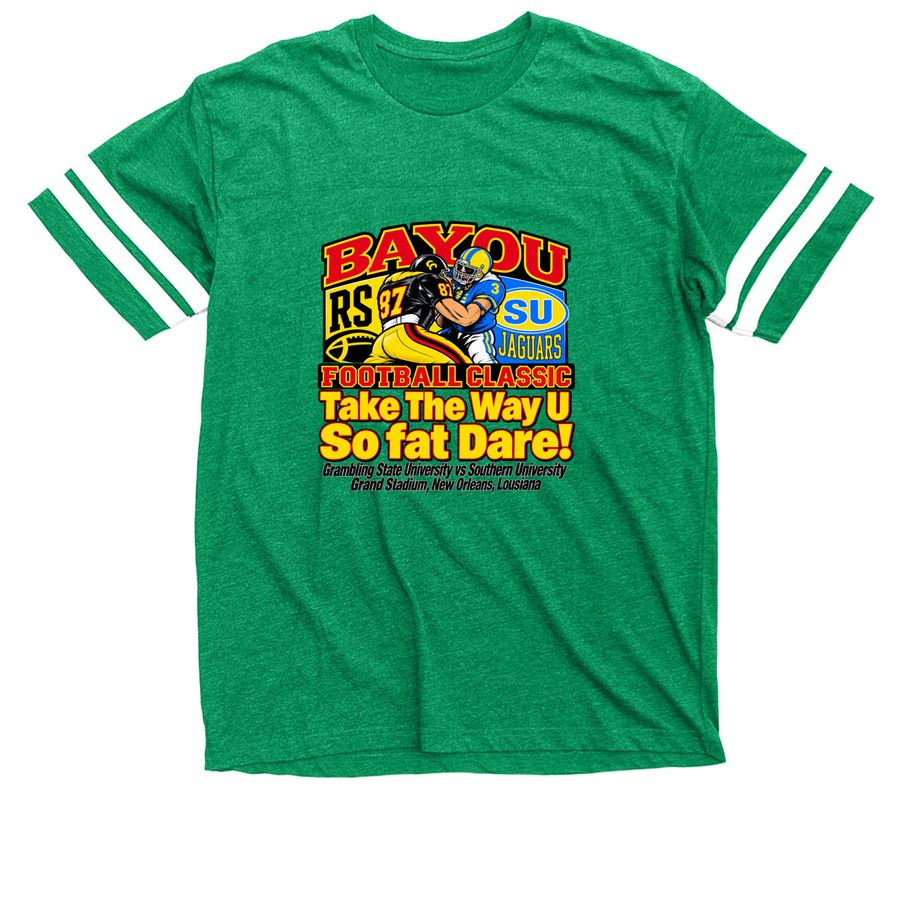 Dome Tonight in a Bayou Classic T-Shirt, a Vintage Green / White Football Jersey Tee