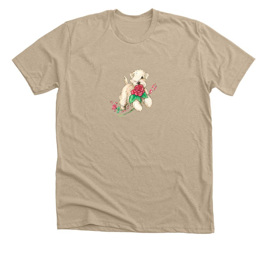 &nbsp;Wheaten Carrying Roses for DelVal SCWT Club&nbsp;, a Heather Tan Premium Unisex Tee