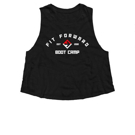 Fit Forward Gear, a Solid Black Blend Women?s Cropped Racerback Tank