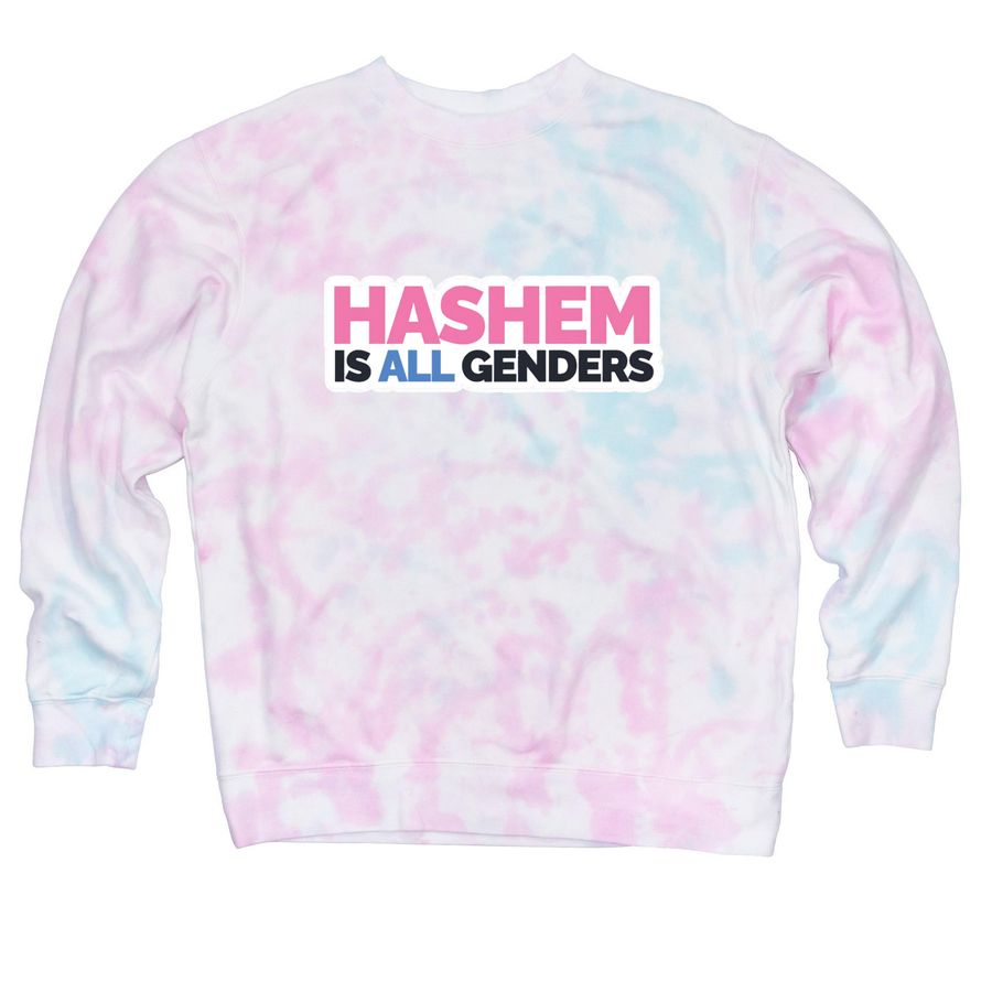 Hashem Is All Genders, a Cotton Candy Tie Dye Crewneck Sweatshirt