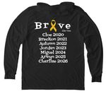 Brave Like Cloe 2026, a Space Black Allmade Eco Triblend Hoodie Tee (back-view)