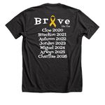 Brave Like Cloe 2026, a Dark Grey Heather Premium Unisex Tee (back-view)