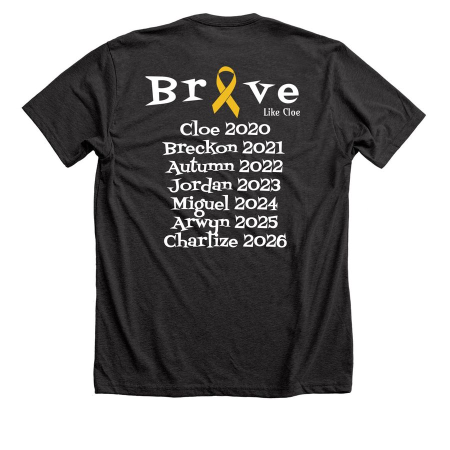 Brave Like Cloe 2026, a Dark Grey Heather Premium Unisex Tee (back-view)