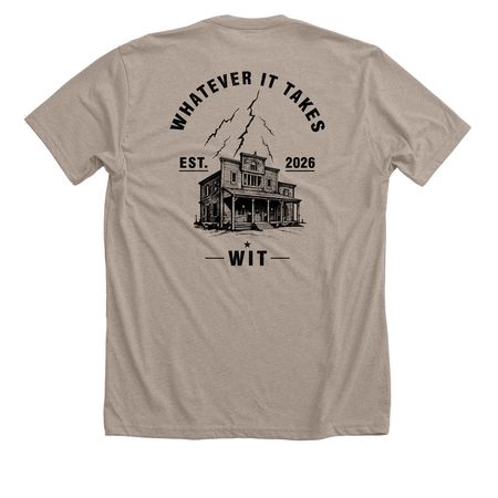 WIT Saloon, a Heather Stone Premium Unisex Tee (back-view)