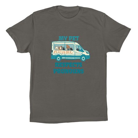 Proud of the pronouns&nbsp;, a Asphalt Premium Cotton Tee