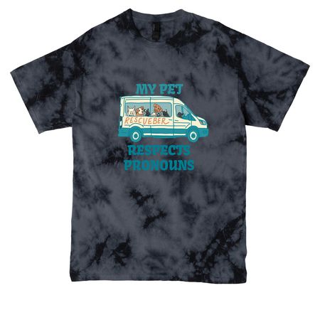 Proud of the pronouns&nbsp;, a Black Crystal Tie Dye Tee