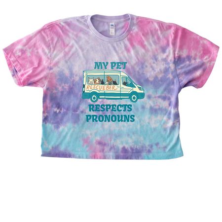 Proud of the pronouns&nbsp;, a Cotton Candy Women's Tie Dye Cropped Tee